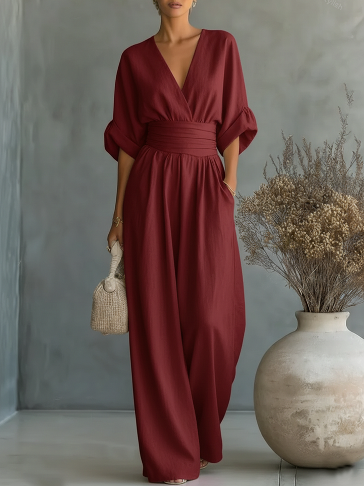 Margaret Draped Wide-Leg Jumpsuit