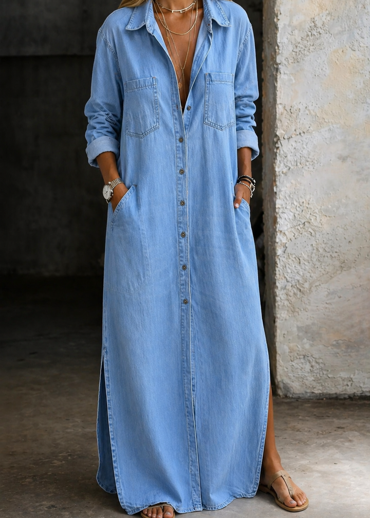 Lucille Denim Maxi Dress
