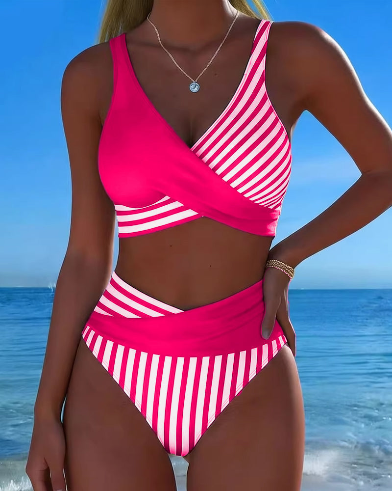 Brooke Striped Wrap Bikini Set