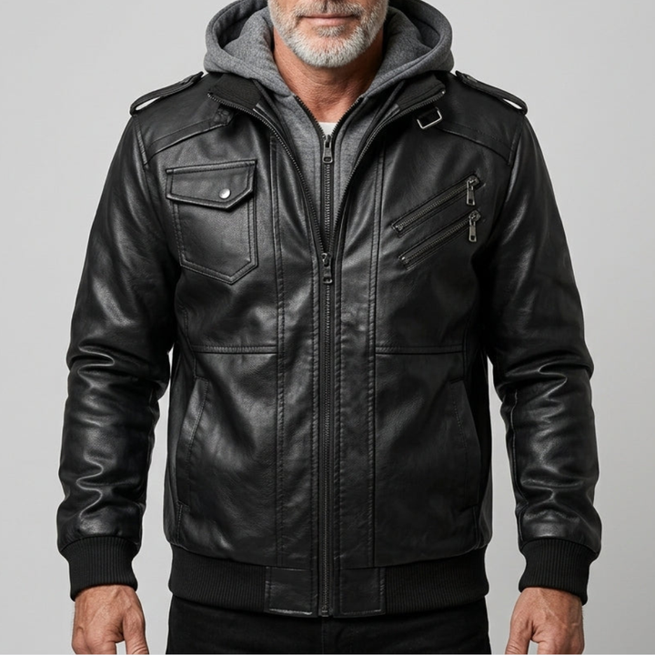Travis Hooded Leather Jacket