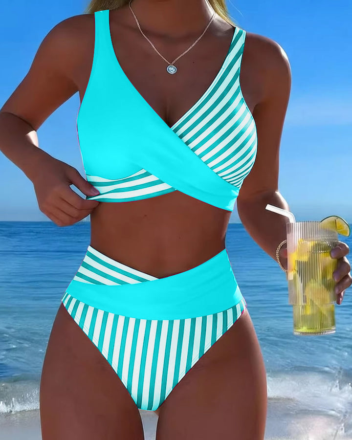 Brooke Striped Wrap Bikini Set