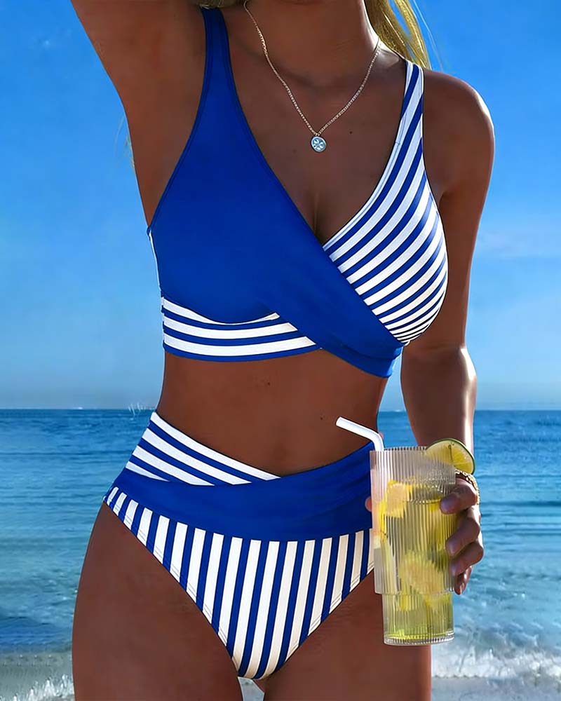 Brooke Striped Wrap Bikini Set