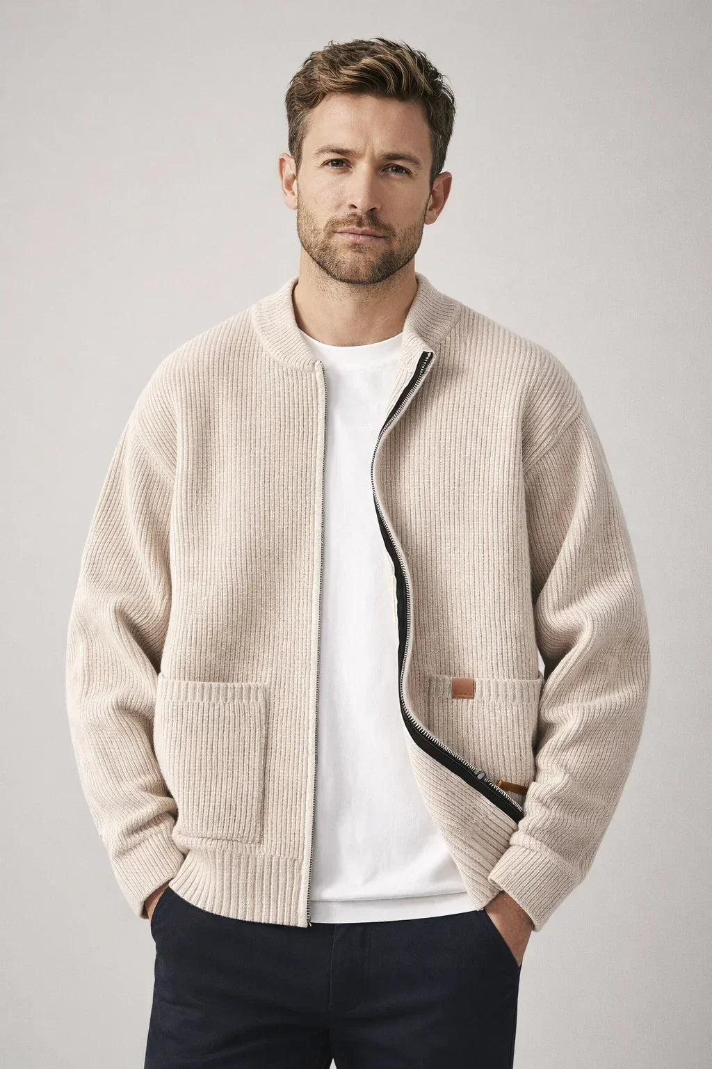 Everett Ribbed Zip Cardigan