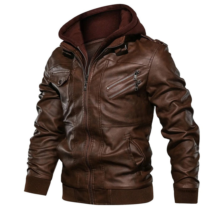 Travis Hooded Leather Jacket
