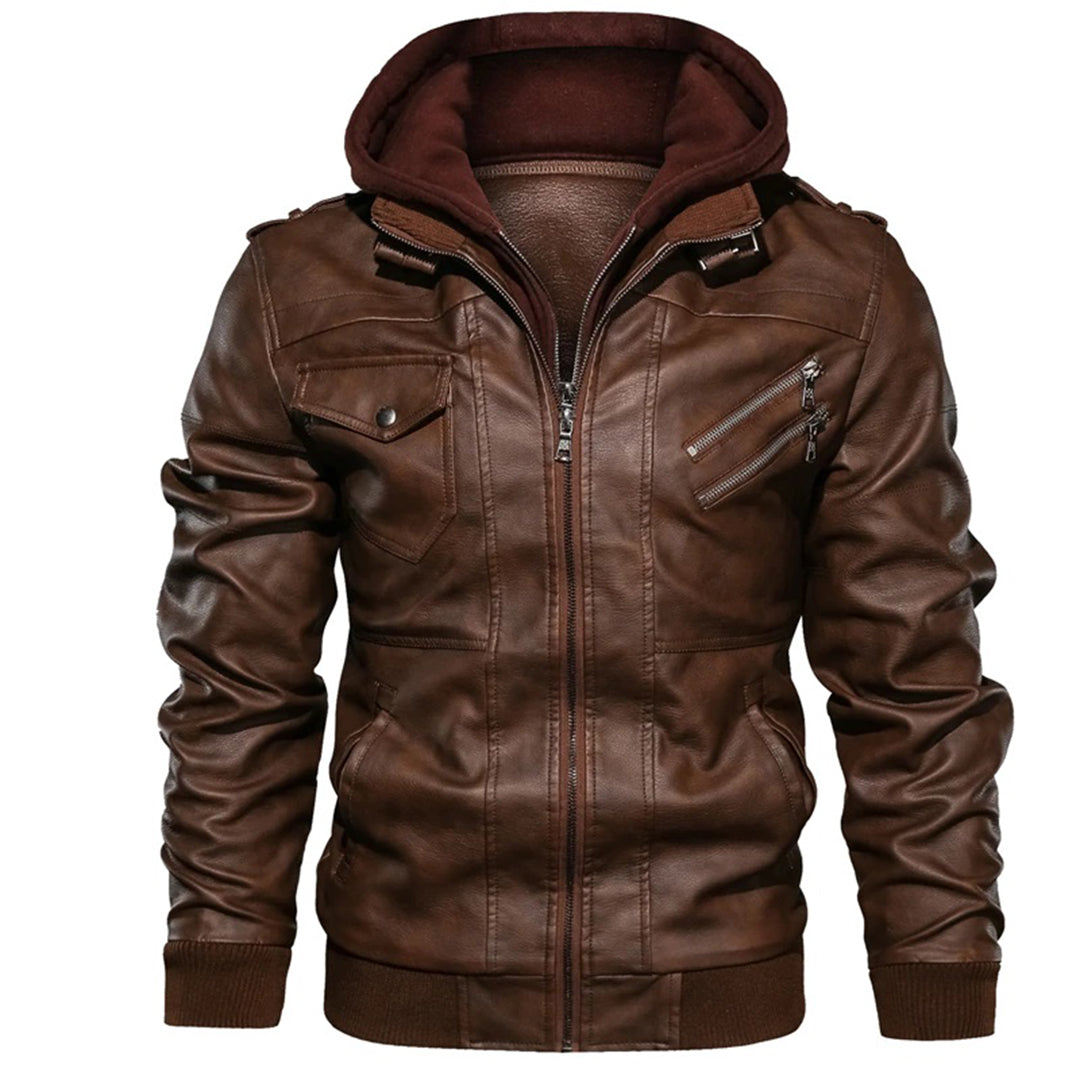 Travis Hooded Leather Jacket