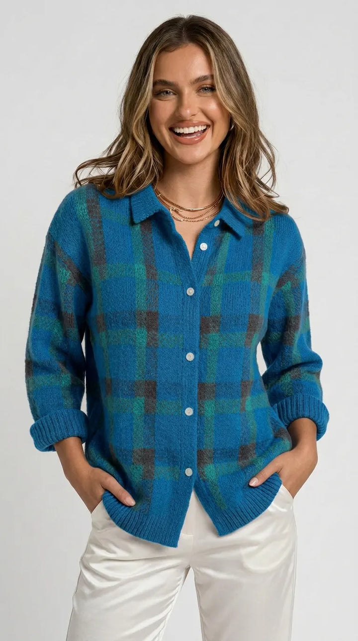 Rebecca Plaid Button Cardigan