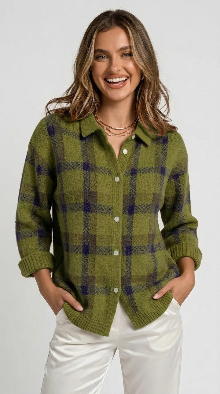 Rebecca Plaid Button Cardigan