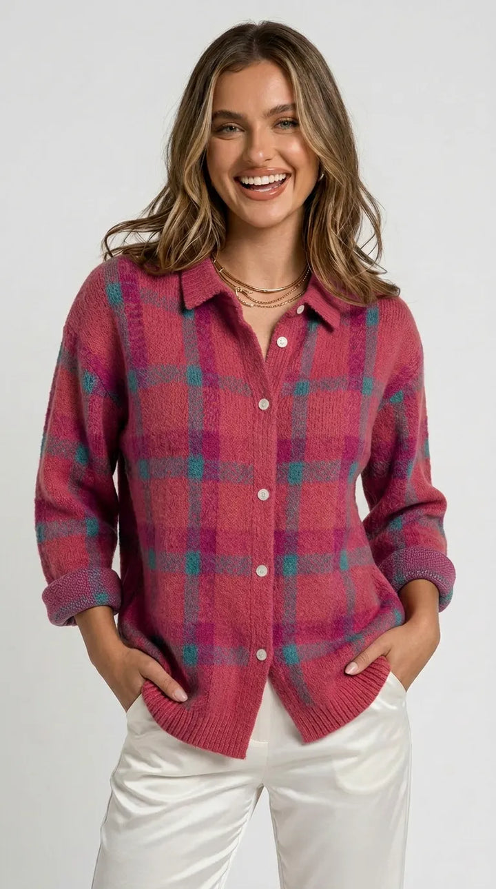 Rebecca Plaid Button Cardigan