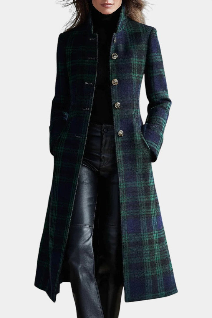 Victoria Plaid Button Coat