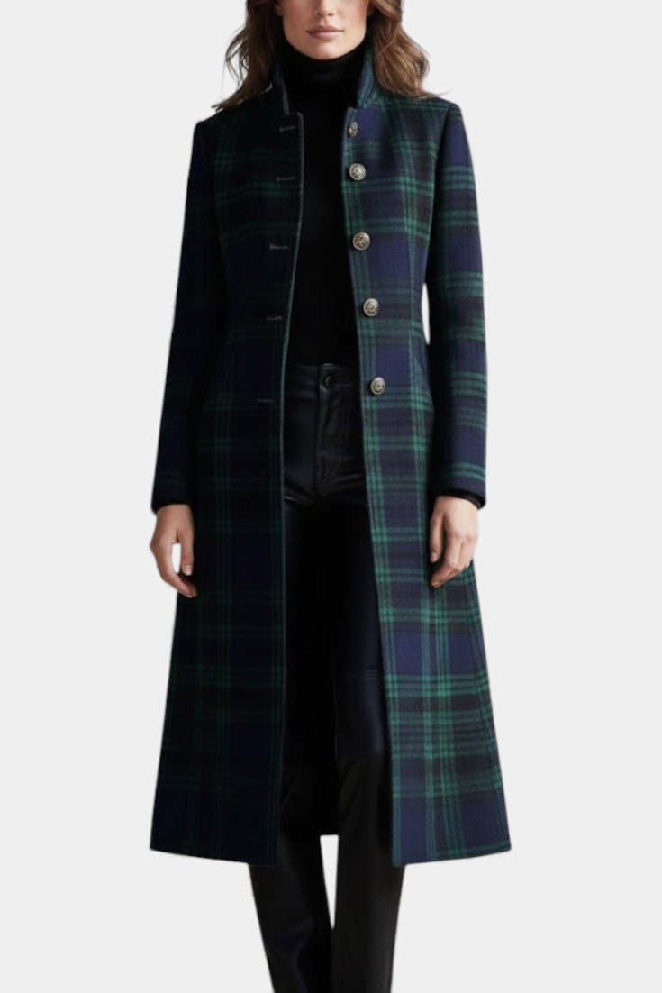 Victoria Plaid Button Coat