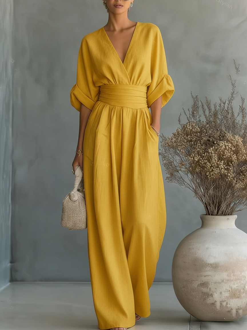 Margaret Draped Wide-Leg Jumpsuit