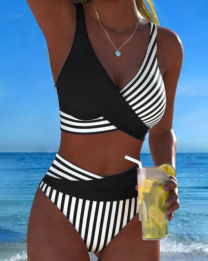 Brooke Striped Wrap Bikini Set
