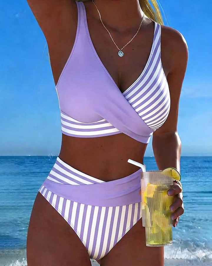 Brooke Striped Wrap Bikini Set